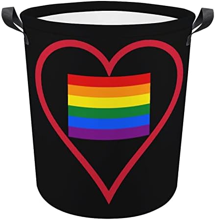 Eu amo bandeira arco -íris gay lgbt orgulho lavanderia cesto de lavanderia lavanderia cesto de lavagem de roupas de armazenamento
