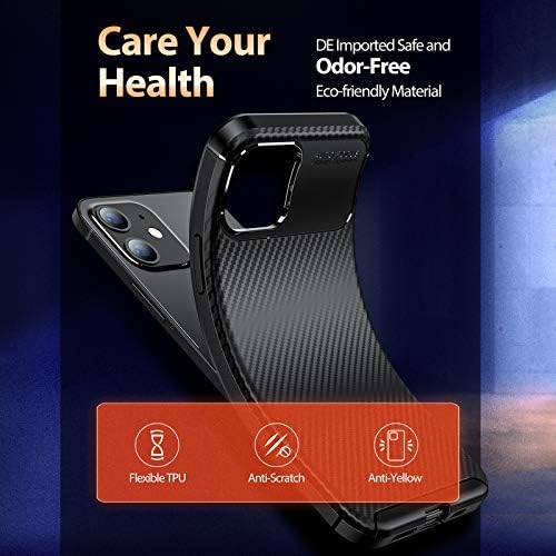 Oribox para iPhone 12 e iPhone 12 Pro Case Black e Durável Capa à prova de choque leve, nova capa de telefone esbelta