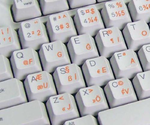 Adesivos de teclado turcos F com letras laranja em fundo transparente transparente para desktop, laptop e caderno