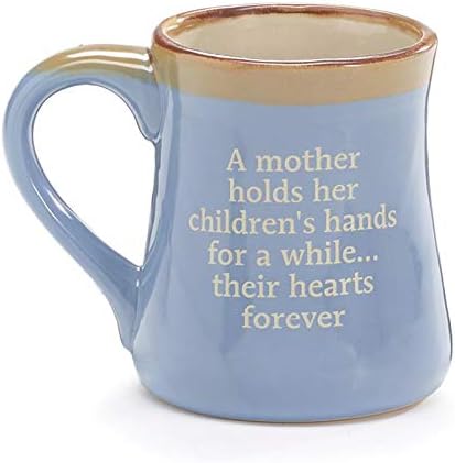 Mamãe porcelana azul café caneca copo de 18 oz de 18 onças de caixa segura as mãos da criança.