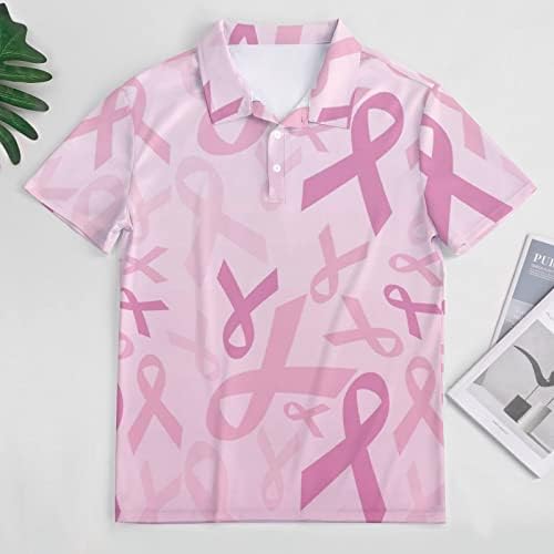 Baikutouan Pink Ribbon Câncer de mama Consciência masculina Polo-shirts de manga curta camisetas de tênis esportivo ao