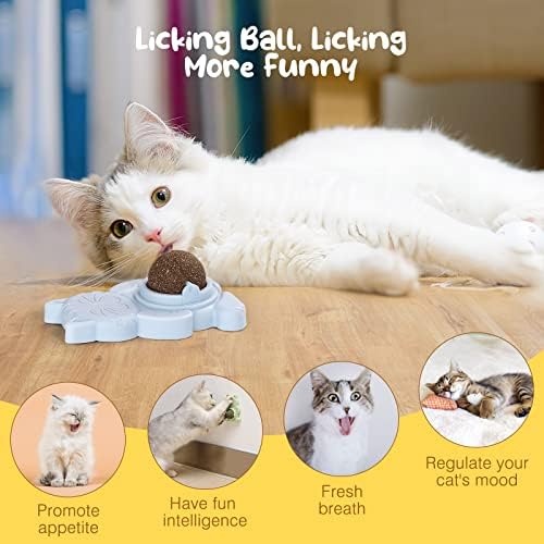 Brinquedo de gato Pawaboo com bolas de parede de mouse e catnip, dentes esféricos destacáveis ​​limpando brinquedos