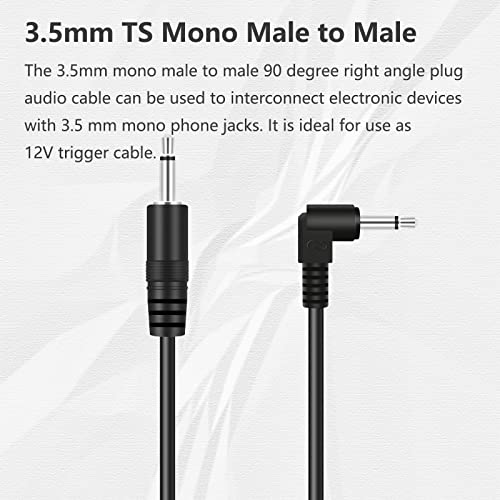 Bolvek 2 pacote de 3,5 mm de 1/8 machos ts mono plugue para 90 graus ângulo reto de 3,5 mm MONO Jack Audio Cabo