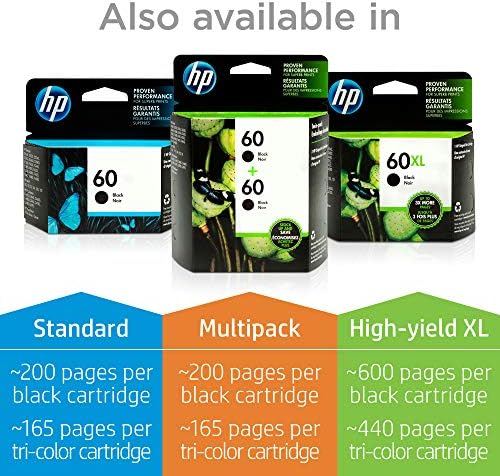 HP 60 | 2 cartuchos de tinta | Tri-Color | Trabalha com a HP DeskJet D2500 Series, F2430, F4200 Series, F4400 Series, HP Envy 100, 110, 111, 114, 120, HP Photosmart C4600 Series, série C4700, D110A | CC643WN