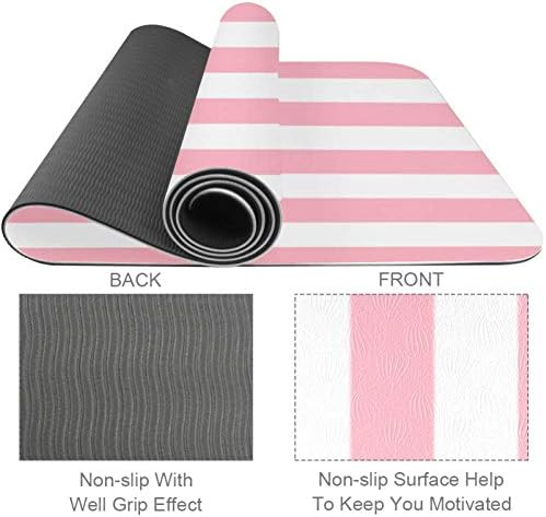 DJROW Yoga Mat Stripes linhas de linhas brancas de pilates rosa -pilates de exercício MAT ECO AFICIALMENTE DE GYM