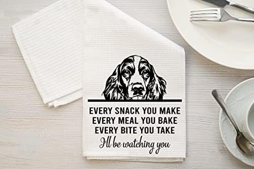 Htdesigns Springer Spaniel Dog, Toalha de chá, cada lanche que você faz, cada mordida que você toma, decoração de cozinha, toalhas