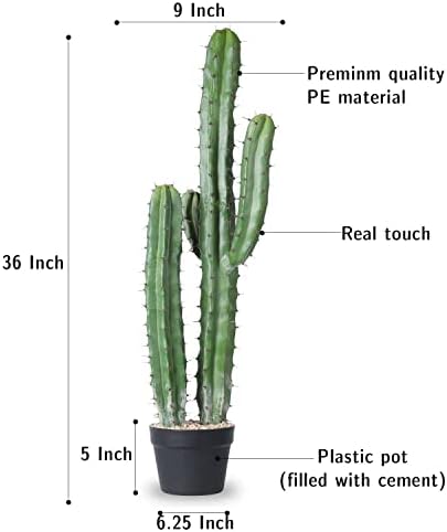 AnthousePlant Cactus artificial Fake Big Cactus Plantas de cacto falso de 36 polegadas para decoração de lojas de escritórios para