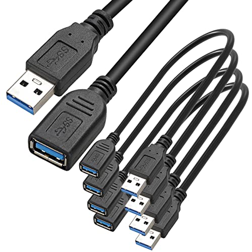 Saitech It 4 Pacote de comprimento curto 30cm Cabo de extensão USB 3.0, USB 3.0 A Male to Female Extender Cand