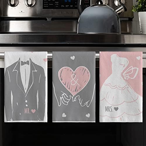 Modo ARTOID Sr. e Sra. Love Bridal Forever por causa de você, estou ansioso para que o Wedding Kitchen Kitchen Towels, toalhas de mão de 18 x 26 polegadas, conjunto de 4