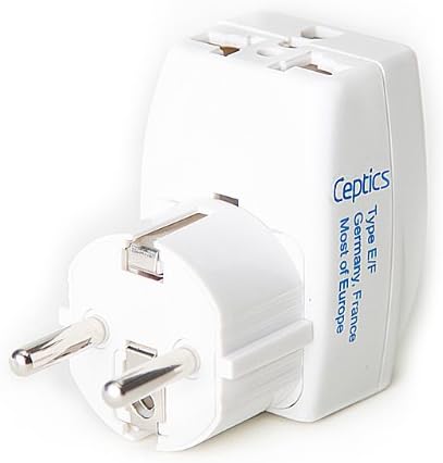 CEPTICS GP3-9 3 Adaptador de viagem Tipo de plugue E/F Schucko para a Alemanha, França