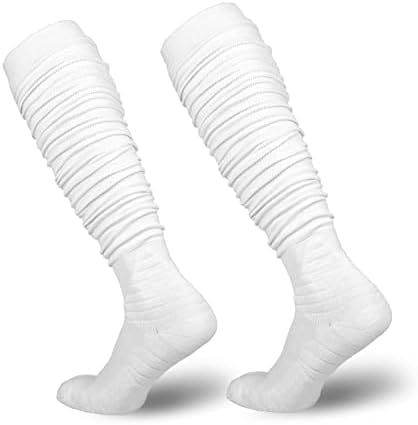 Yyxr futebol meias não deslizam meias de futebol extra longas homens meias de futebol brancas joelhos joelhos altos meias de compressão