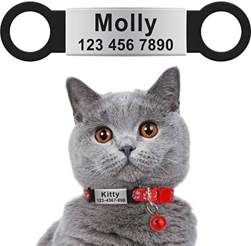 Taglory slide silencioso em etiquetas de identificação de gato de cachorro, laser personalizado gravado em colar