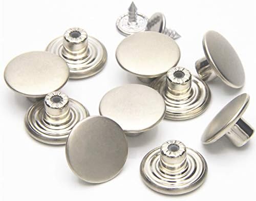 12 conjuntos Jean Tack Buttons Kit de substituição de metal, prata fosca