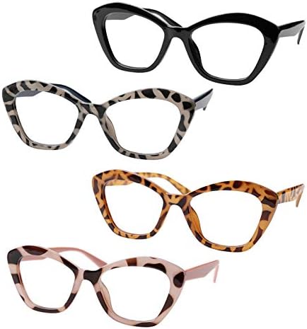 Soolala fêmea de 4 pares de cores mistas cateye lê óculos de leitura