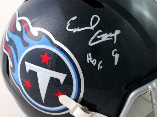 Earl Campbell autografou Titãs Capacete de velocidade em tamanho real com Hof- JSA W Auth *White - Capacetes NFL autografados