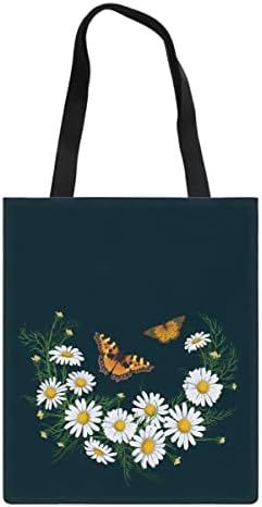 Sacola de lona para mulheres estampas florais reutilizáveis ​​bolsas de ombro para viagens | Sacolas de compras de algodão ecológicas