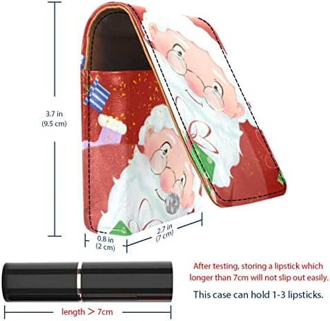Caixa de batom de Oryuekan, bolsa de maquiagem portátil fofa bolsa cosmética, organizador de maquiagem do lipstick, desenho animado de Natal Santa Claus Red