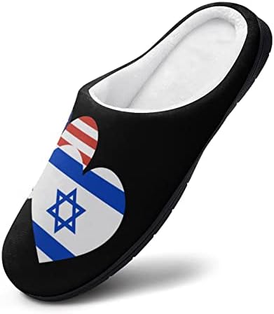 Israel American Heart Flag Women Flipers de algodão Sapatos caseiros laváveis ​​leves para o hotel de quarto de spa