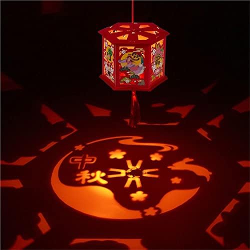 Bybycd Festival Lantern Festival Gift Chinês Lanterna brilhante Handmade Lanterna Diy Cartoon Lâmpada de coelho portátil