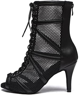 Dkzsyim Botas de dança do dedo do pé Dkzsyim Sapatos de dança de tornozelo de salsa de salsa latina, modelo YCL545
