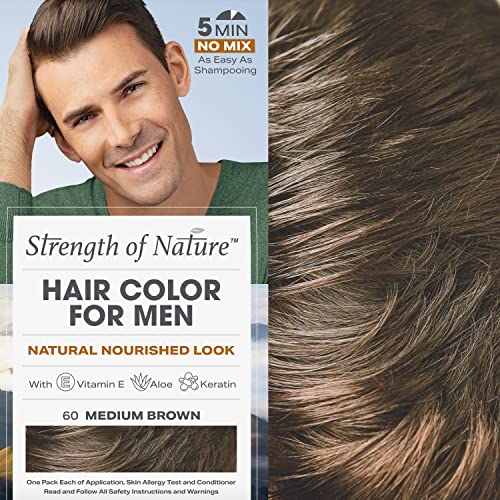 Força da natureza, sem mix de xampu-in permanente de cor para homens para a cor e o cabelo de aparência natural e nutrida, marrom médio marrom
