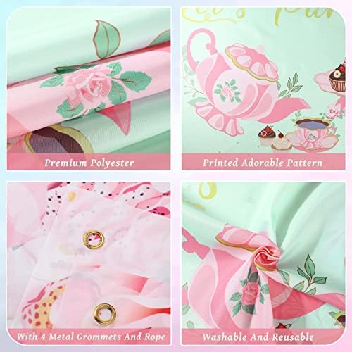 Let's Partea Tea Party Birthday Banner Tea Party Decorações de festa Tea Party Beddrop Tea Party Picture Background