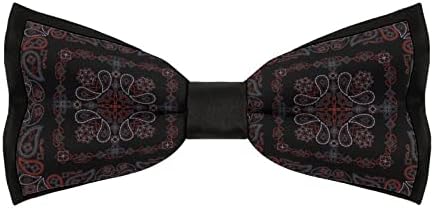 Weedkeycat bandana preto e vermelho Paisley gravata engraçada gravata pré-amarrada laço formal laço