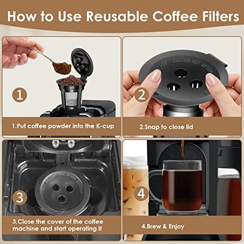 3 xícaras de café reutilizáveis ​​de café K Filtros de café reutilizáveis ​​compatíveis com a cafeteira Ninj DualBrew, filtros de café
