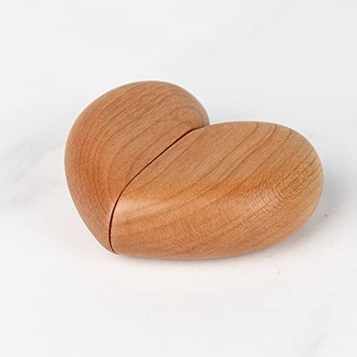 Caixa de anel de anel de madeira Caixa de anel em forma de coração para casamento, proposta, caixa de anel de noivado,