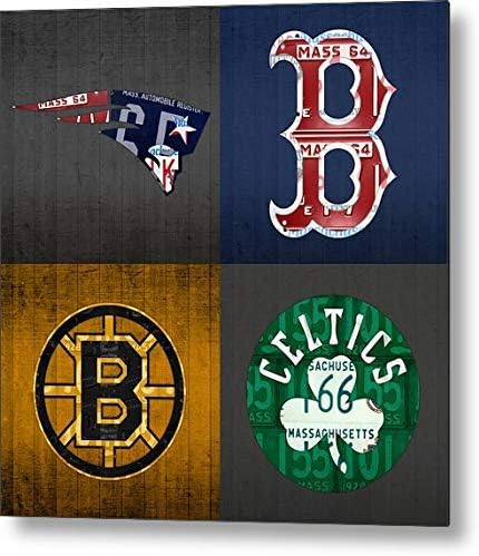 Kexle Boston Sports Fan Vintage Massachusetts Placa de Arte Patriots Red Sox Bruins Celtics Retro Retro vintage Metal