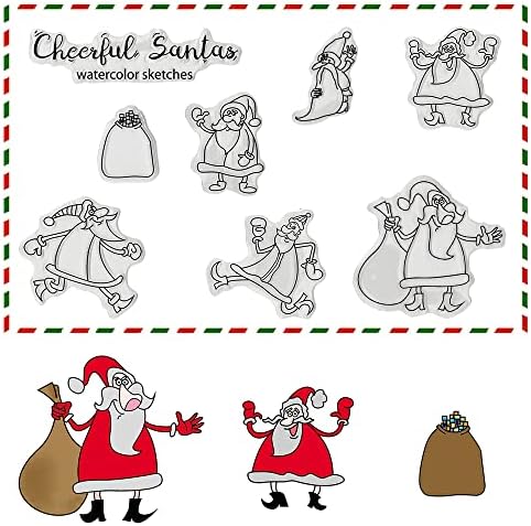 Abtols Christmas Clear Self para fabricação de cartas, fofo Papai Noel Clear Rubber Bosced