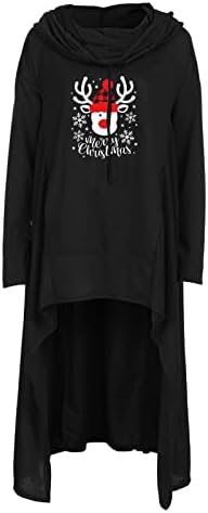 Xiloccer melhor treino de Natal Tops femininos casuais letra longa letra de moletons impressos Pullover drawstring Sweatshirt