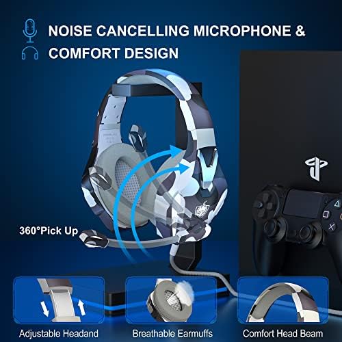 Phoinikas Wired Gaming Headset para PC PS5 PS4, fone de ouvido Xbox One com microfone de cancelamento de ruído, fones de ouvido