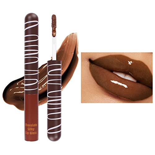 Xiahium Lip Gloss with Stoppers Glato de chocolate Hidratante hidratante hidratante hidratante não pegajoso e efeito de maquiagem