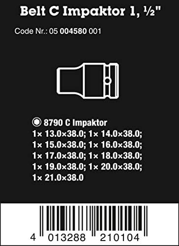 WERA 5004580001 CINTO C Conjunto de soquete de 1 impaktor, 1/2 de unidade, 9 peças