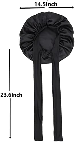 2 peças Capinho de seda de capa de capa de cetim grande boné de sono com banda de gravata para mulheres encaracoladas, tranças,