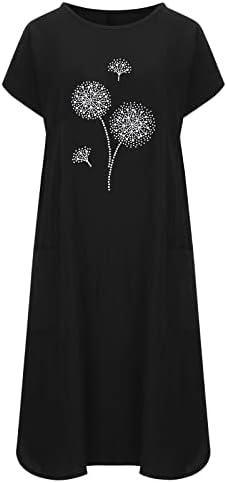 Vestido maxi de manga curta nokmopo para mulheres vestidos de verão de moda para estampa de bolso de pesco