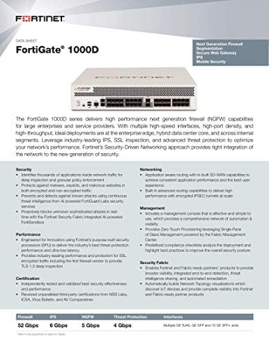 Fortinet FortiGate 1000D Security/Firewall Appliance