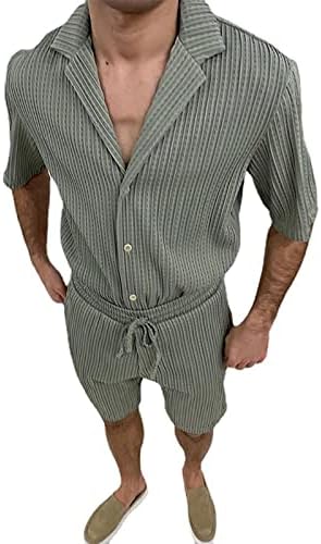 Terno da BMIEGM para homens de verão casual de mangas curtas de camisa curta