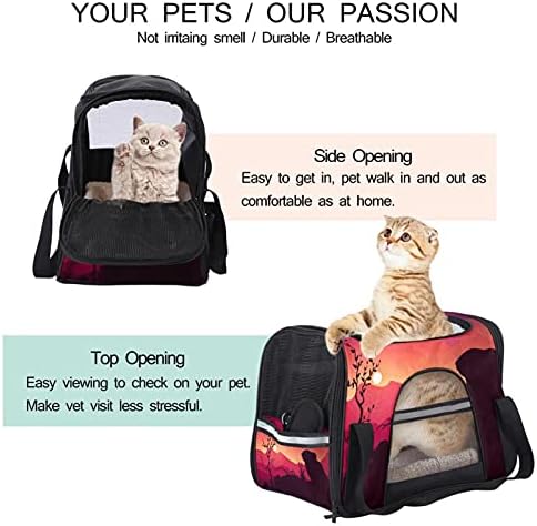 Transportadoras de gato de cão de estimação de face macia com alça de ombro ajustável Travel Transportes Bag Silhueta Gerbil Silhouette Sunset