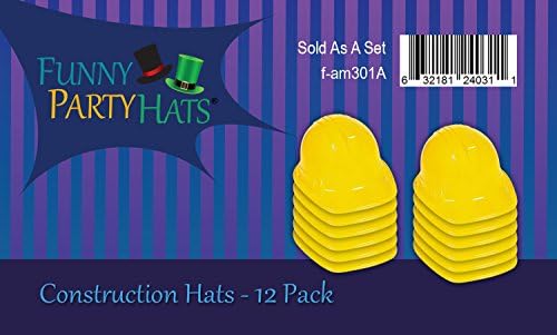 Chapéus de festa engraçados chapéu de construção amarelo para adultos - 12 chapéus de construtor de plástico