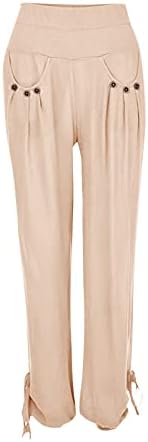 Miashui bolso leggings plus size calças soltas soltas Botões de calça de moda casual Pontas de ioga para mulheres