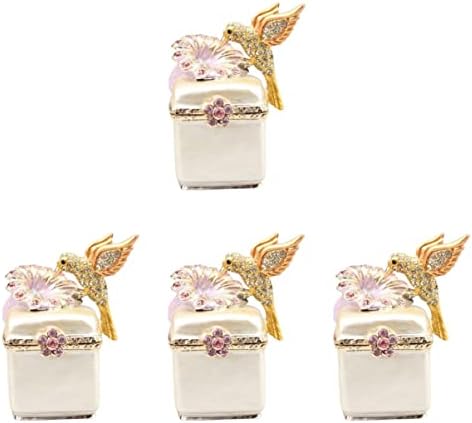 Doitool 4pcs caixa projetada para amantes brancos presentes de cristais Brincos de pequena pulseira para beija -aves colecionável