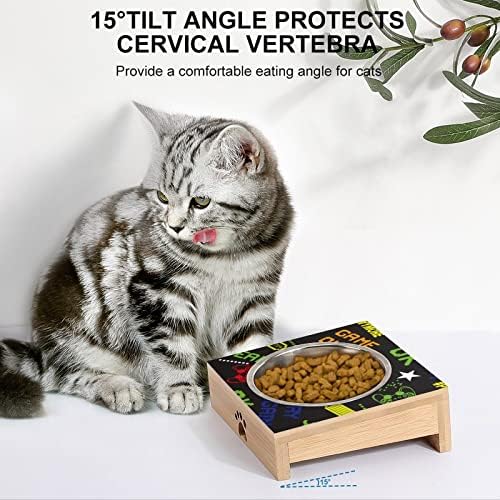 Pixel Game Style With Dice Dog Cat Bowl Aço inoxidável Anti vômito alimentador