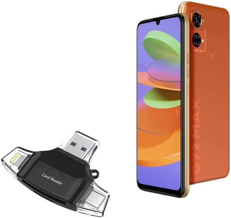 Boxwave gadget Smart Compatível com Blu G72 Max - AllReader SD Card Reader, MicroSD Card Reader SD Compact USB para Blu G72 Max - Jet