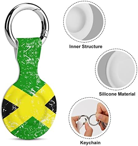 Caixa de silicone impressa na bandeira retro jamaicana para airtags com o chaveiro de proteção contra tags de tags