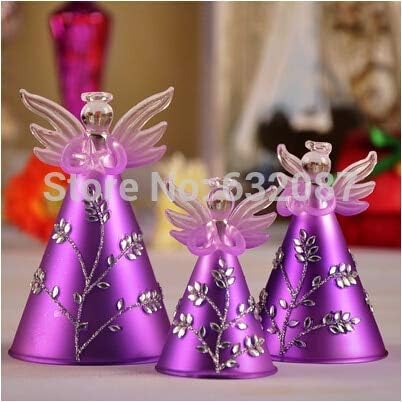 Zamtac 3pcs/set romântico roxo de vidro anjo amigo presente casa decorativa de vidro artesanato