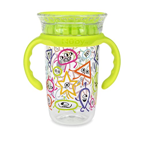 Nuby 2-Handle 360 ​​10 oz Tritan Cup, cores/impressões podem variar