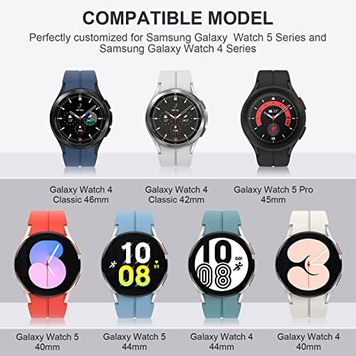 Bandas de 5 pacotes compatíveis com Samsung Galaxy Watch 5 Band Pro 40mm 44mm 45mm, Samsung Galaxy Watch 4 Band Classic 40mm 44mm 42mm 46mm, sem gap Soft Silicone Sport Substituição de 20 mm para homens Mulheres