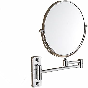 DW e HX espelho de maquiagem extensível, espelho de banheiro de dois lados montado na parede, aço inoxidável 3x ampliação-f